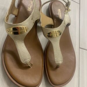 Michael Kors Gold and Tan Women's Sandals like new